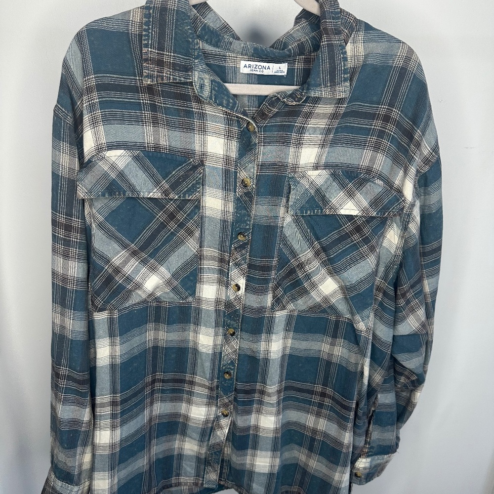 Arizona Blue Plaid Flannel-Size Large